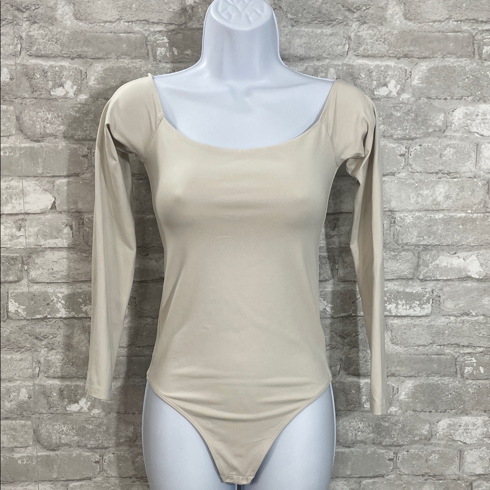 Babaton Beige Long Sleeve Bodysuit